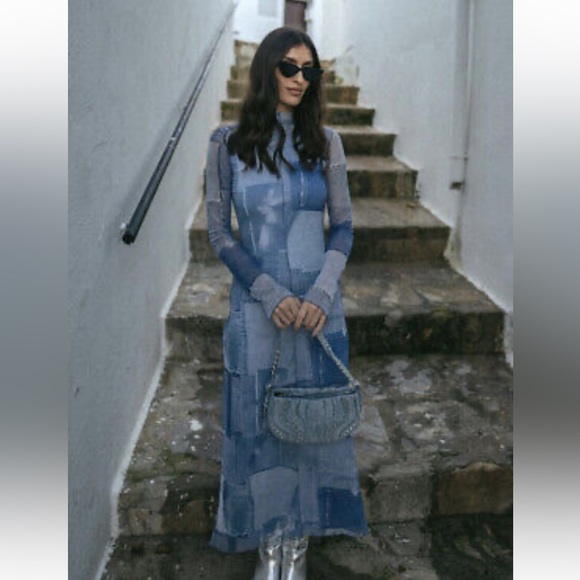 ZARA BLOGGERS FAV PATCHWORK WORK TULLE DRESS - Picture 11 of 14